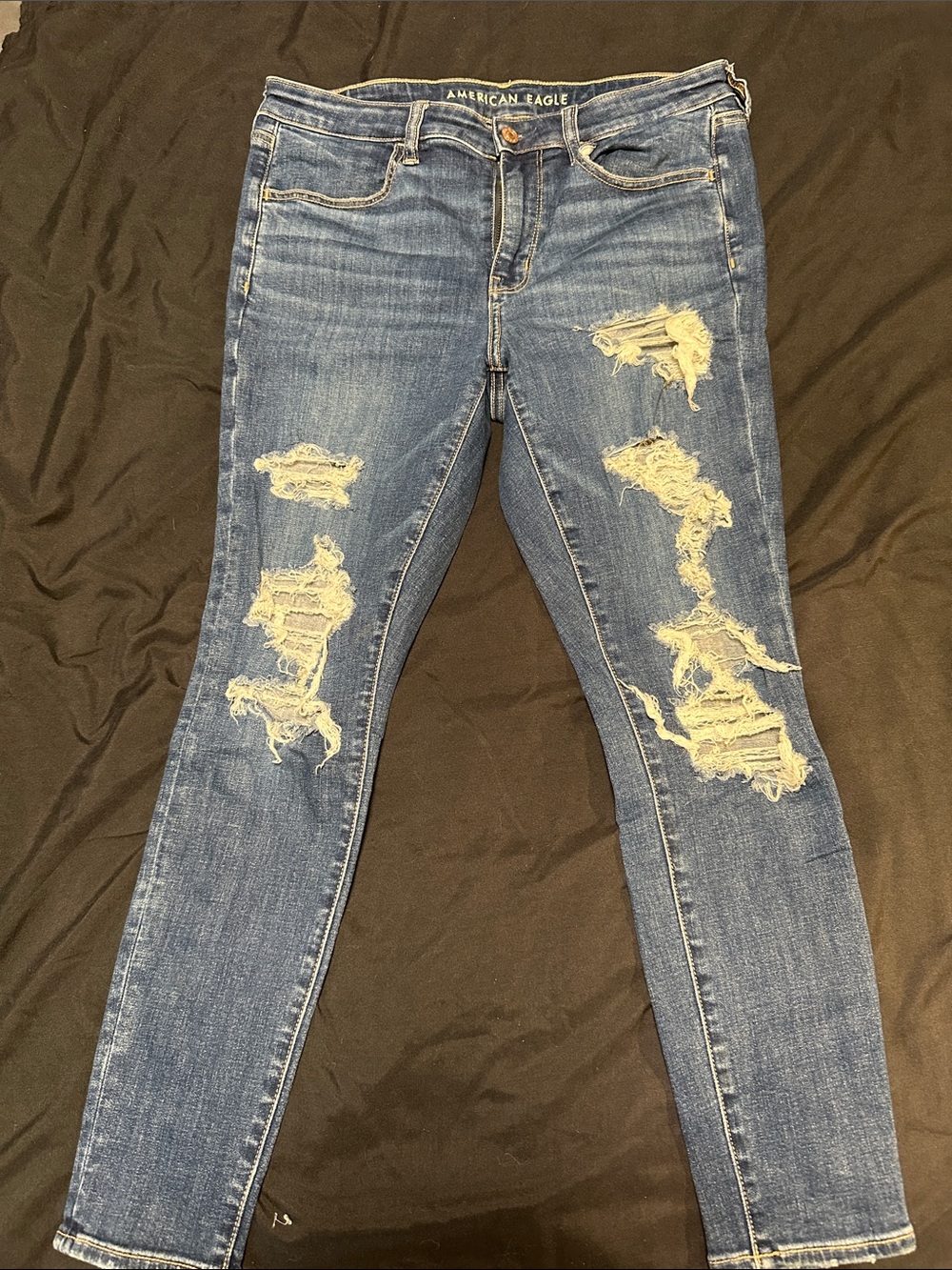 American Eagle Outfitters Blue Distressed Skinny Jeans